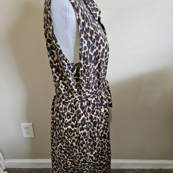 Halston 100% Silk Leapord Print Shirt Dress Womens Size 16 - Picture 8 of 12